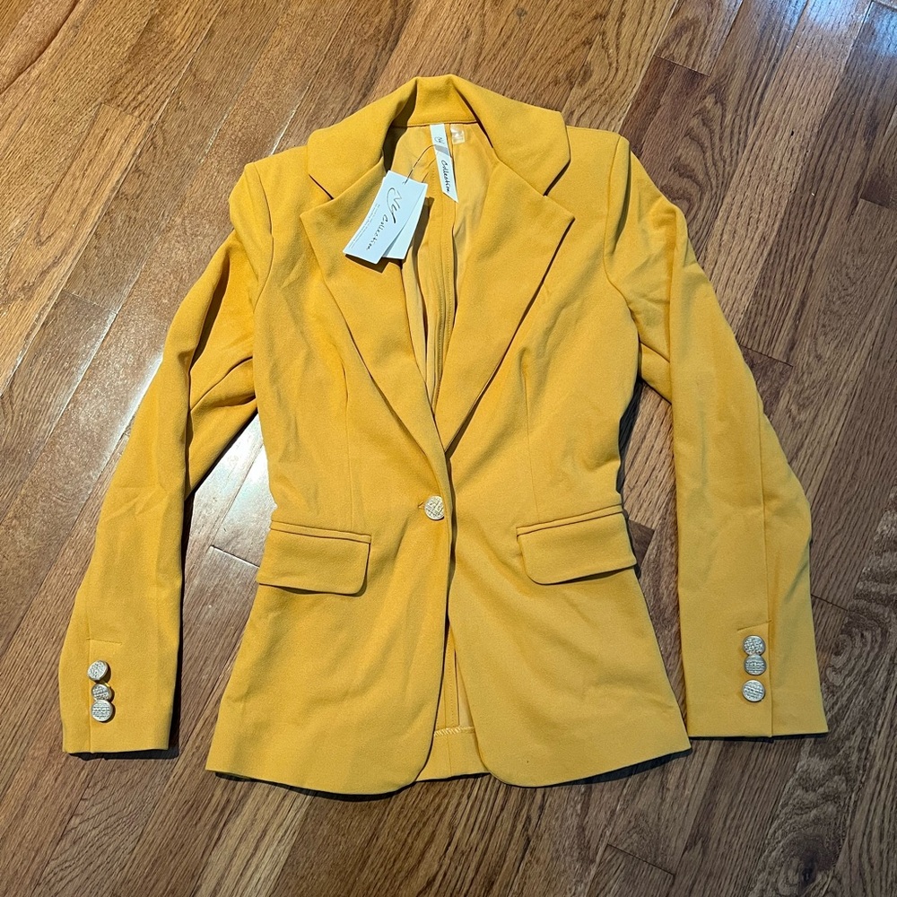 NY Collection yellow blazer jacket size SP NEW